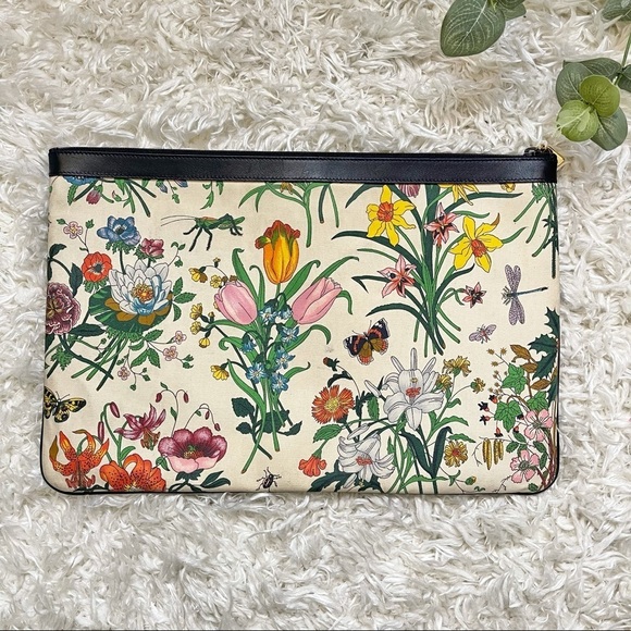 Vintage Gucci XXL Floral Canvas Clutch - Picture 7 of 16